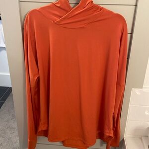 Women's Orange Draped Neck Long-Sleeve Top